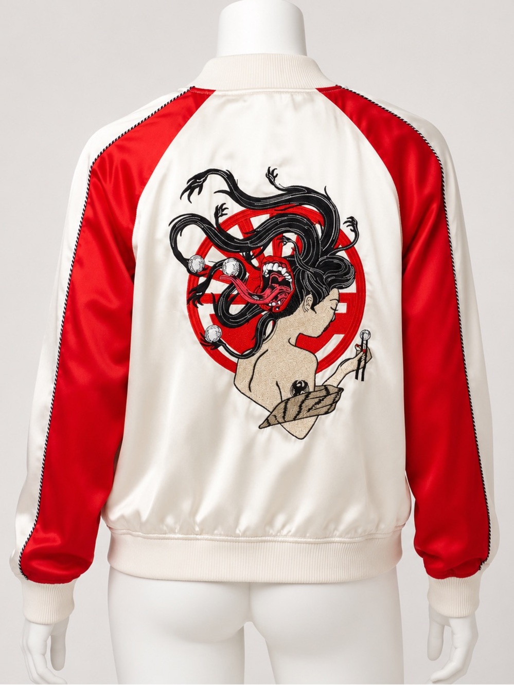 Opening Ceremony Silk Yokai Embroidered Reversible Bomber Jacket